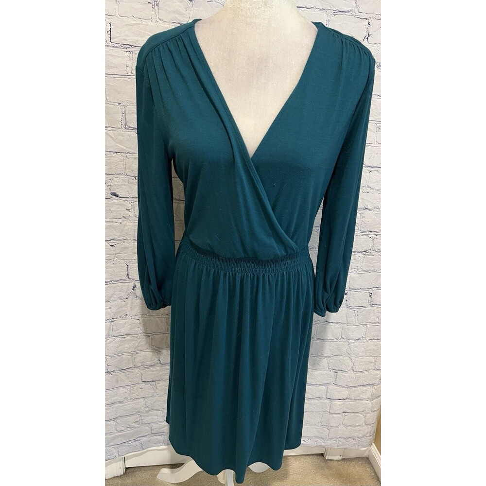 Old Navy Teal Long Sleeve Faux Wrap Dress Size Medium